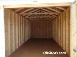 Old Hickory Sheds 10'x20' Utility Shed Painted Gap Gray with Charcoal Metal Roof Inside View