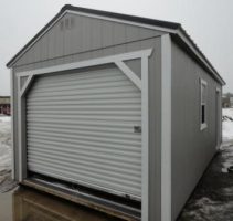 Old Hickory Sheds 12'x24' Utility Garage Painted Gap Gray Front View